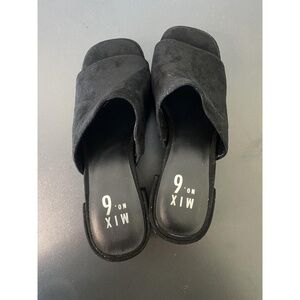 Mix NO. 6 Black Suede Chuncky Block Platforms Sandals Size 8